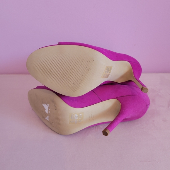 Aldo Pink Suede Peeptoe Lace-up Booties - Picture 5 of 5